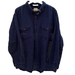 Orton Brothers Vermont Flannel Button Down Shirt Mens 2XL Dark Blue 100% Cotton